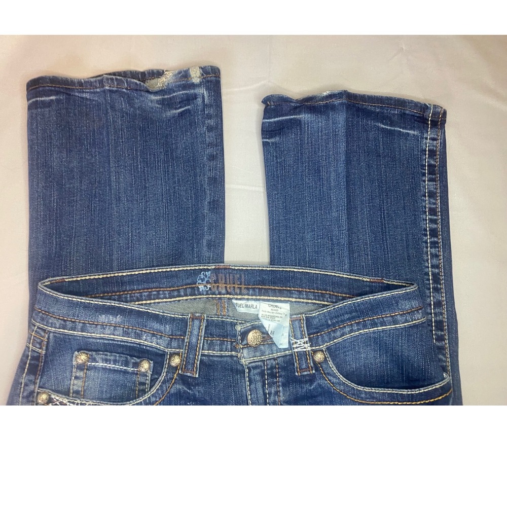 Cruel Marla Relaxed Jeans Women's 11L Blue Bootcut Medium Wash Embroidered Y2K - Picture 6 of 7